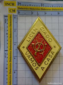 Military Antiques: GRAN INSIGNIA ROMBO MILITAR. MILI SERVICIO MILITAR. LICENCIADO VAMOS A CASA. INFANTERIA